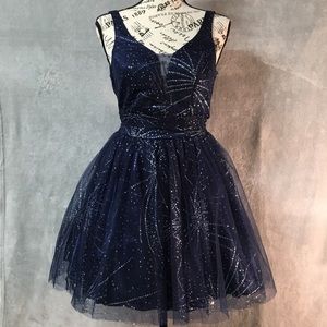 B. Smart Blue Fit & Flare Sparkle Mini Dress 3